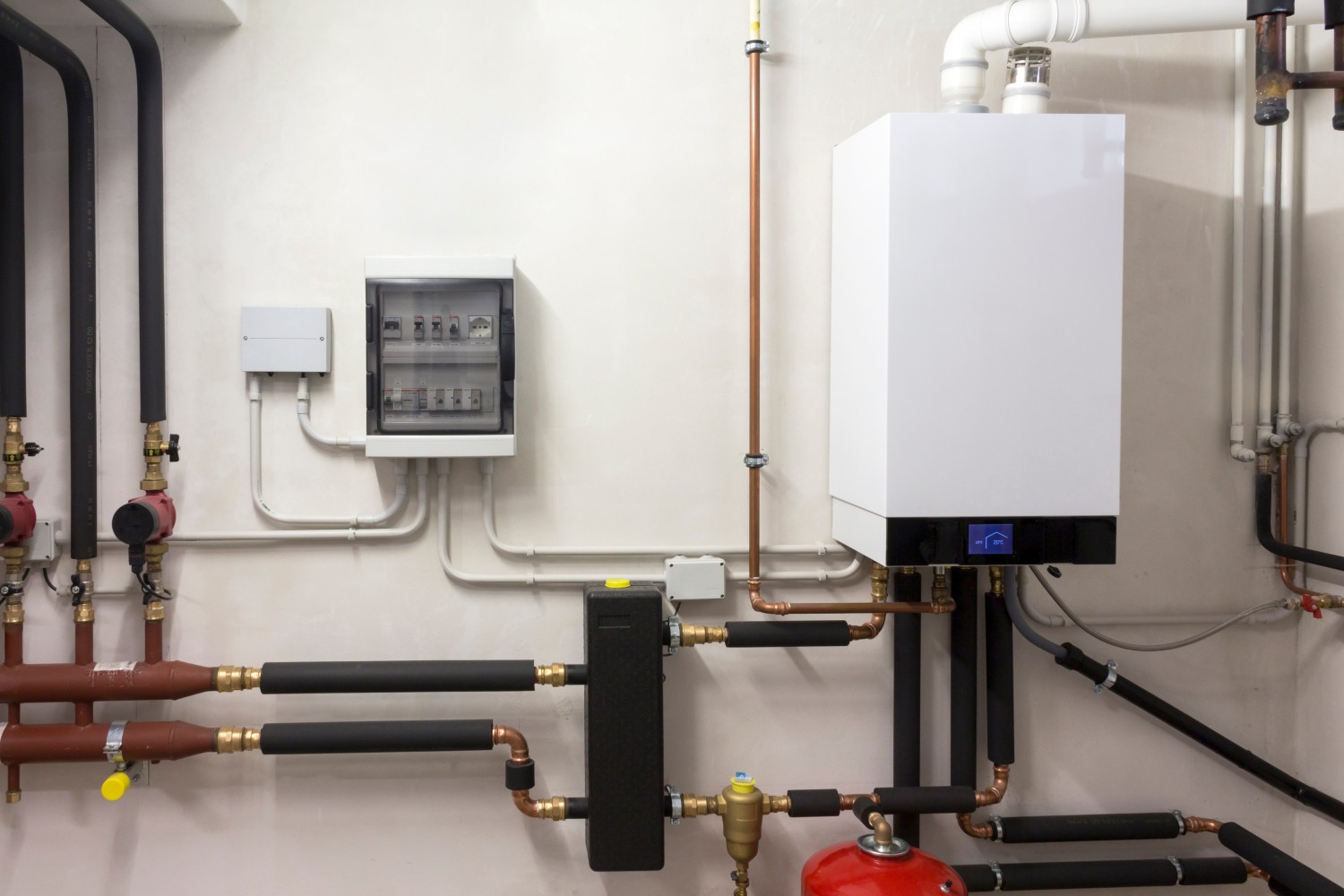 Furnace replacement with modern energy-efficient unit.